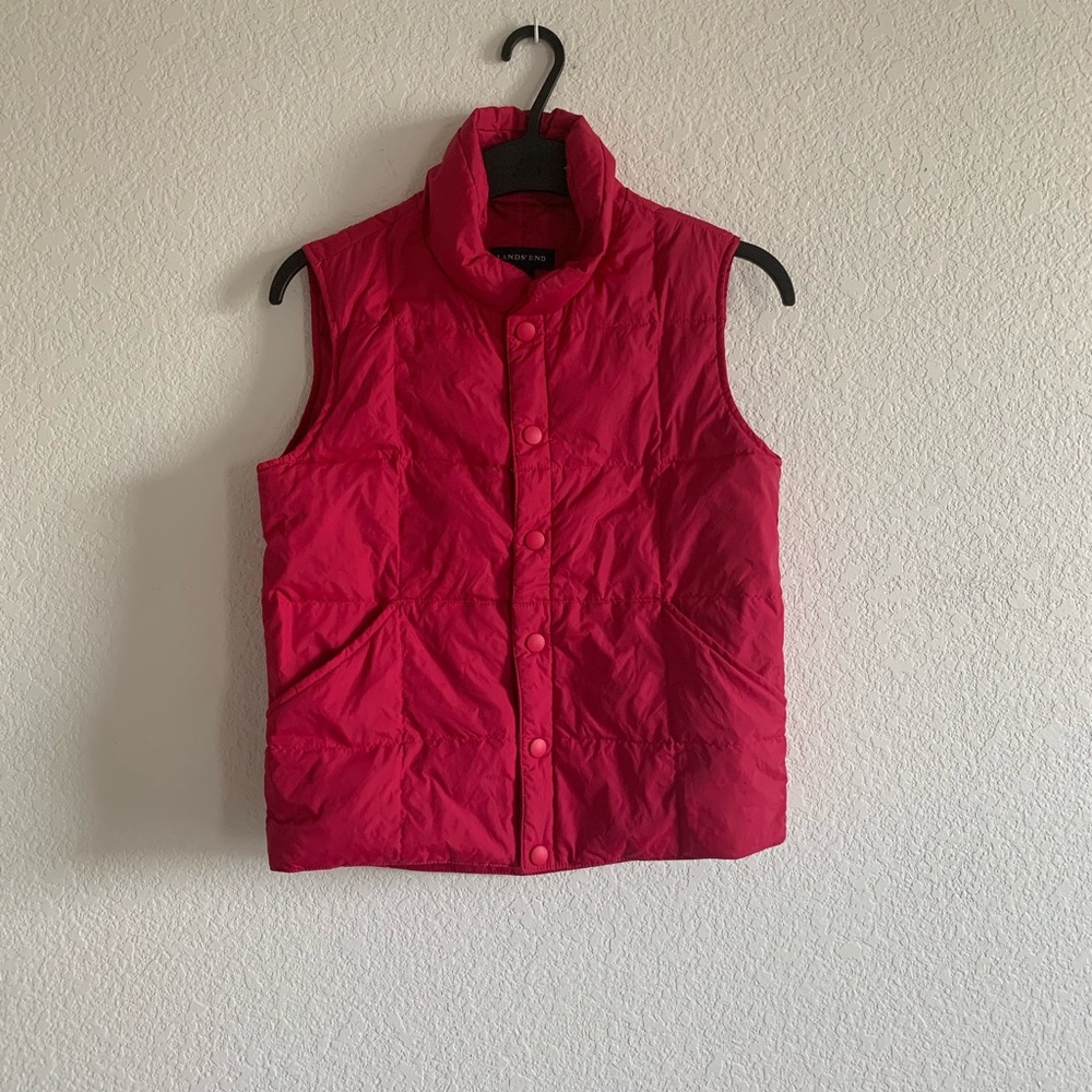 lands end girls vest waterproof button up small7-8